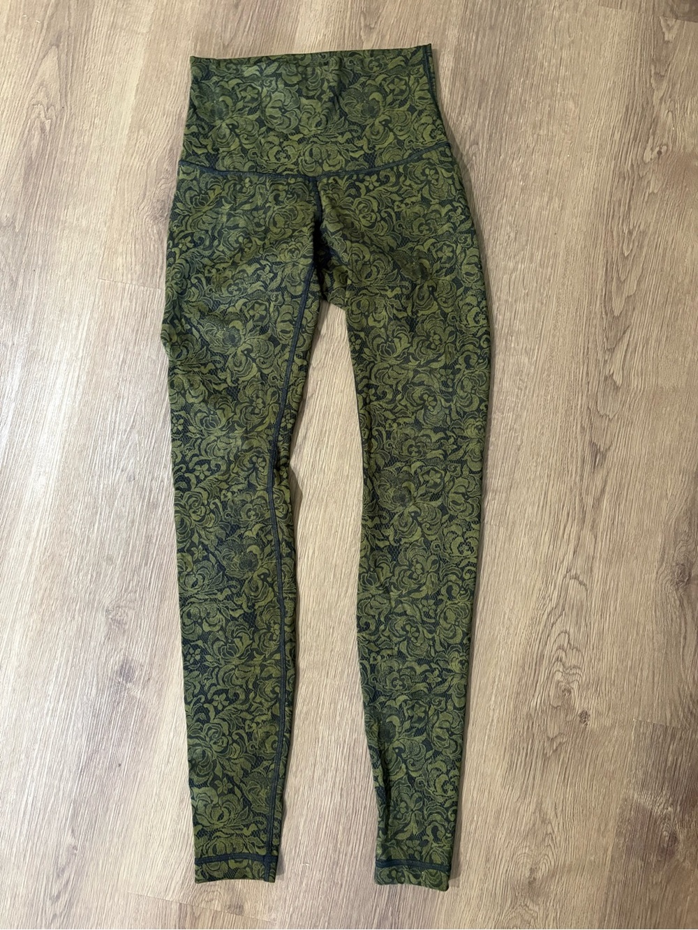 Lululemon Wunder Under green lace High-Waist Leggings sz 6